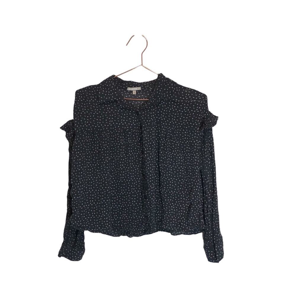 Gimmicks Cropped Ruffle Long Sleeve Blouse - Size Medium